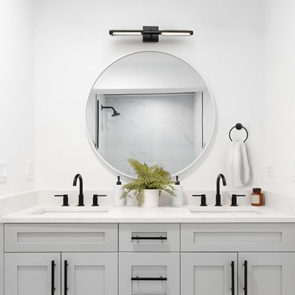 Globe Electric 63000203 5-Piece All-in-One Bathroom Set, 2-Light LED Vanity Light, Matte Black, 1200 Lumen, Towel Bar, Robe Hook, Toilet Paper Holder, Towel Ring, Bathroom Lights Over Mirror - color: Matte Black