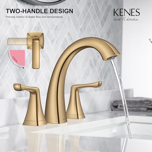 Champagne Bronze Bathroom Faucet 3 Hole, Widespread Bathroom Faucet | Bathroom Vanity Faucet with Pop Up Drain & Supply Lines, Lead-Free cUPC & NSF Certified, 8 Inch Faucet for Vanity RV Sink - color: Champagne Bronze