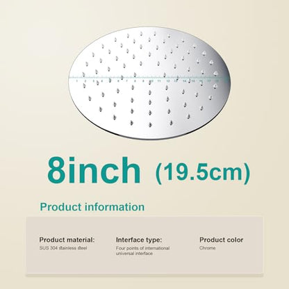 All Metal Rain Shower Head - Heavy Duty Stainless Steel, Easy Install, High Water Flow, Ultra-Thin Modern Design for Bathroom (Chrome, 8) - color: Chrome, size: 8