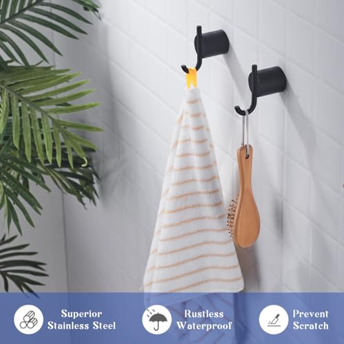 Matte Black Coat Hooks, Stainless Steel Hooks, Towel Hooks for Hanging Robes, Aprons, Coats and Hats in Bathrooms,Kitchens and Hotels,SW-96068-8MB-2. - color: Double Hook-Matte Black