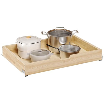 Pull Out Cabinet Organizer, 31.5 in W x 21 in D Solid Wood Slide Out Drawer, Soft Close Sliding Shelf, Bottom or Side Mount for Kitchen Pantry Bathroom, Fits 32.5 in Cabinet Opening - size: 31½” W × 4"H x 21” D