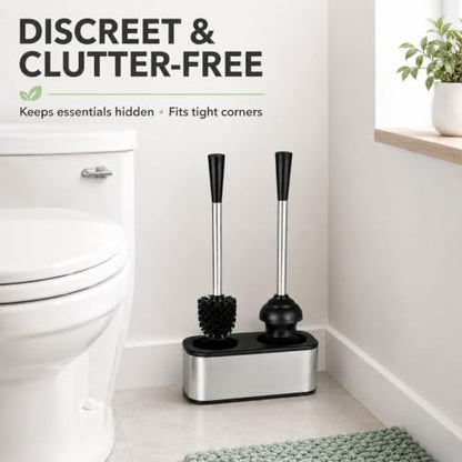 American Dream Toilet Plunger and Bowl Brush Combo – 2-in-1 Bathroom Cleaning Set with Holder, Compact Space-Saving Toilet Brush & Heavy-Duty Plunger for Home & Office