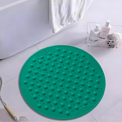 Shower Mat Anti-Slip 21.6'' Round Bathtub Mat with Suction Cups Machine Washable Shower Bath Mat - color: Marrs Green