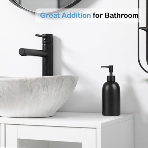 Natheeph Soap Dispenser for Bathroom/Kitchen Fill Hand Soap/Dish Soap, 14OZ | Soap Pump Dispenser Bottle, Ceramic Soap Dispenser Refillable Shampoo/Lotion/Liquid/Detergent for Bathroom/Kitchen (Black) - color: Black