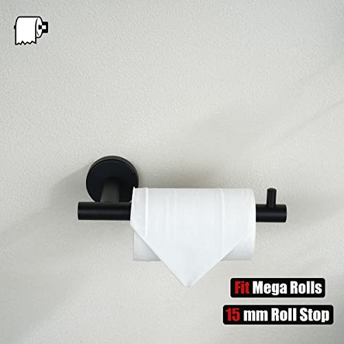 JQK Black Toilet Paper Holder, 5 Inch 304 Stainless Steel Thick 0.8mm Tissue Paper Dispenser, Matte Black Wall Mount, TPH100-PB - color: Black, size: Bar