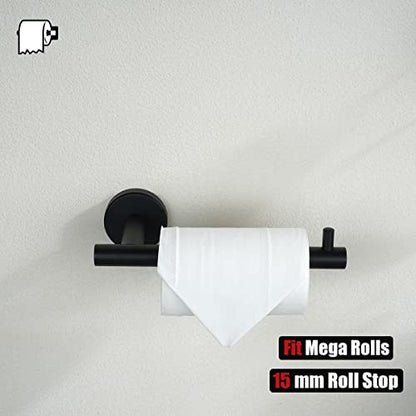 JQK Black Toilet Paper Holder, 5 Inch 304 Stainless Steel Thick 0.8mm Tissue Paper Dispenser, Matte Black Wall Mount, TPH100-PB - color: Black, size: Bar