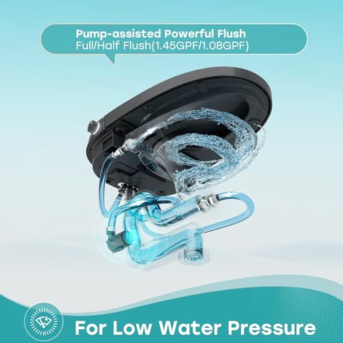 HOROW Black Smart Toilet with Pump and Bidet Built In, Bidet Toilet with Auto Dual Flush and Auto Open/Close Lid, Smart Toilet with Heated Seat, Warm Dryer, Night Light, and Digital Display - style: HR-T36