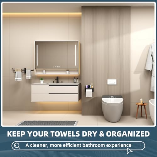 Aomasi Matte Black Swivel Towel Rack with 3 Rotating Arms, Wall Mounted | Rustproof 304 Stainless Steel, Rotate 180° for Easy Towel Access, Space-saving RV Towel Rack for Small Bathroom or Kitchen - color: Matte Black