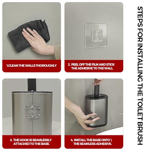 Toilet Brush and Holder, Tungsten Steel, Stainless Steel - color: Tungsten Steel