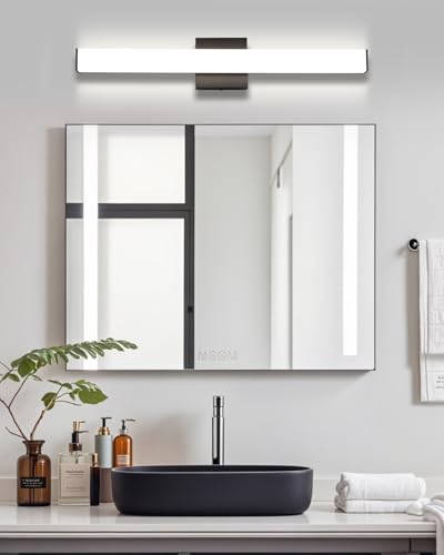 24" LED Square Vanity Light, 14W 4000K Dimmable, Brushed Nickel | Wall Bar Light, Rust & Moisture Resistant, Natural White light, Energy-saving, moisture-proof, Dresser Bathroom over Mirror - color: Matte Black, size: 24inch 4000K Dimmable