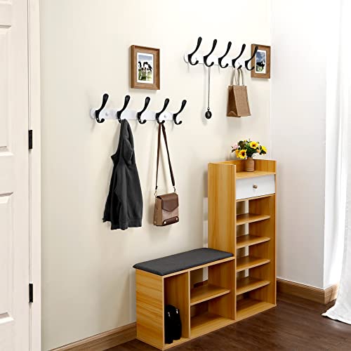 SKOLOO Modern Metal Wall Coat Rack with 5 Hooks - Sturdy Wall Hook Rack for Hanging Coat, Jacket, Clothes, Hat, Black on White - color: Black on White