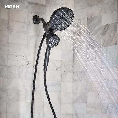 Moen Engage Matte Black 2.5 GPM Handheld Showerhead and Rain Shower 2-in-1 Combo Featuring Magnetic Docking System and Metal Hose, 26009BL - color: Matte Black, size: Pack of 1
