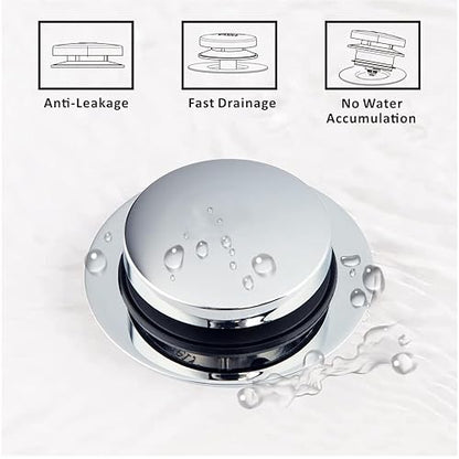 Bathtub Drain Stopper, Pop-Up Tub Stopper with Hair Catcher Filter Basket, Anti-Clogging Drain Plug, Universal 3-in-1 Replacement for 1.45"-1.8" Drains, Solid Copper