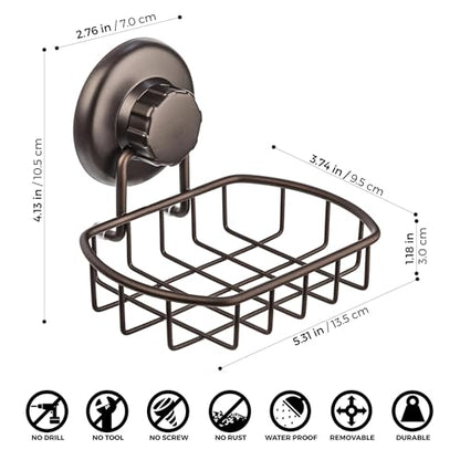 HASKO Suction Cup Soap Dish for Shower Wall, Rustproof Stainless Steel Shower Soap Holder Suction, Bathtub Bathroom Bar Soap Holder, Bronze - color: Bronze (1 Pack)