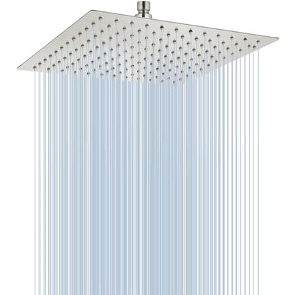 Midanya Square Rain Shower Head,High Pressure,Brushed Nickel 10 Inch | 360°Swivel,Ceiling or Wall Mount,Waterfall Full Body Coverage,Bathroom Remodel,Stainless Steel Large Rainfall Shower Head - color: Nickel, size: 10 Inch