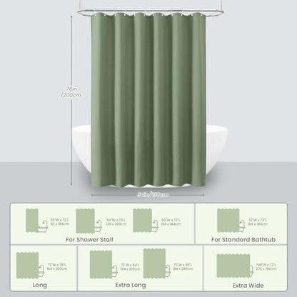 Inhousolu Fabric Shower Curtain, Waffle Weave 230 GSM Polyester, Weighted Hem, Metal Hooks Included, Water Repellent Washable, 54 x 78 Inch, Sage Green - color: Sage Green, size: 54"W x 78"L (Pack of 1)