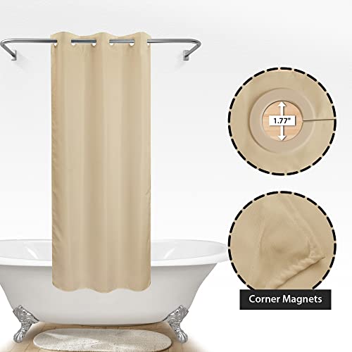 River Dream Stall Size No Hook Beige Shower Curtain Soft Microfiber - 36" Wide Small Fabric Shower Curtain Set for Narrow Stall, Waterproof & Washable, Bottom Magnets, Beige, 36x74 - color: Beige, size: 36"W x 74"L (Pack of 1)
