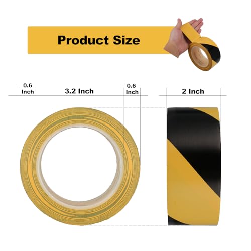 LeaGerous Hazard Warning Safety Stripe Tape Caution Tape Roll Waterproof Anti Slip Non-Abrasive Self-Adhesive Floor Marking Tape (2”x 36 Yards, Yellow-Black, 4) - color: Yellow-black