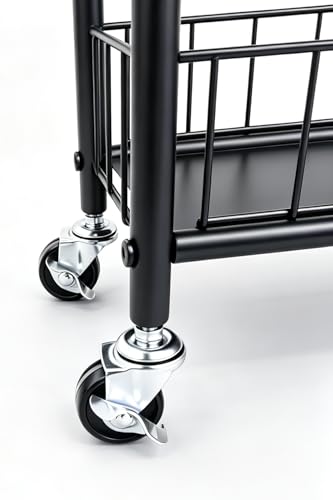Slim Storage Cart with Wheels, Metal 6-Tier 6in Black Narrow Rolling Shelf, Sturdy Slim Storage with Hooks Ideal for Kitchen, Bathroom, and Laundry Room - size: 6in 6-Tier Cart