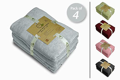 Luxury Bath Towels Set of 4 (27” x 54”) | Towels for Bathroom | Super Soft | Highly Absorbent Towels for Home, Spa, Gym (Silver Grey) - color: Silver Grey