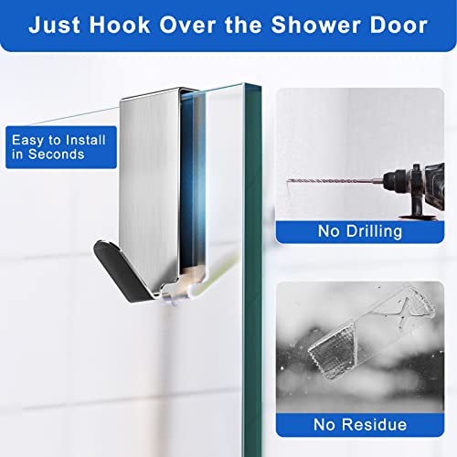 Shower Door Hooks, Shower Hooks for Towels, Heavy Duty Drilling-Free Double Sided Towel Hooks for Bathroom Frameless Glass Door, Over the Door Towel Hooks, 3 Packs - size: 3 Pack