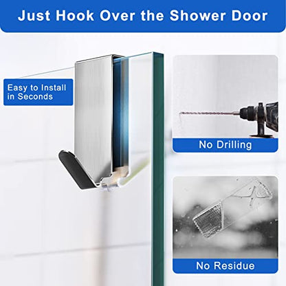 Shower Door Hooks, Shower Hooks for Towels, Heavy Duty Drilling-Free Double Sided Towel Hooks for Bathroom Frameless Glass Door, Over the Door Towel Hooks, 3 Packs - size: 3 Pack