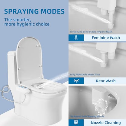 Ultra-Slim 3-in-1 Bidet Attachment for Toilet, Self-Cleaning Dual Nozzles for Posterior & Feminine Wash, Adjustable Water Pressure, Easy Install (Blue) - color: Blue, Solo Cold