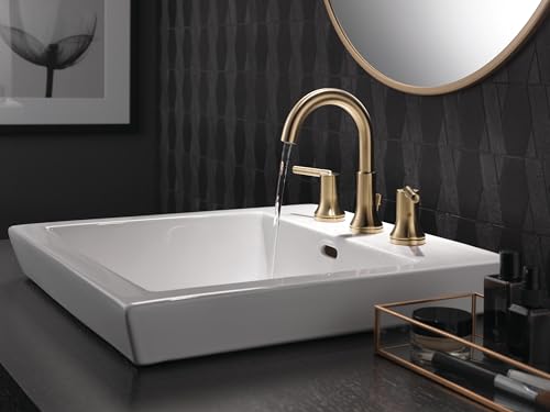 Delta Trinsic Brushed Gold Bathroom Faucet 3 Hole, 8 Inch Widespread Bathroom Sink Faucet for Vanity, Metal Push-Pop Drain Assembly, Champagne Bronze 3559-CZMPU-DST - color: Champagne Bronze