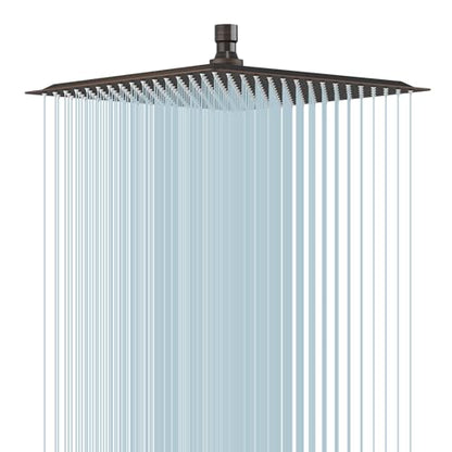12 In Rain Shower Head High Pressure Rainfall Shower Head Bronze | Square Rain Bathroom Showerhead, High Flow, Large Stainless Steel, Ceiling Mounted, Wall Mounted, Waterfall Full Body - color: Oil Rubbed Bronze, size: 12 Inch