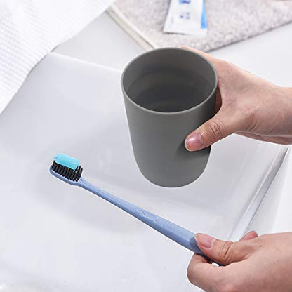 4-Pack Plastic Bathroom Tumbler Cups | Stackable Toothbrush & Mouthwash Cups | Reusable, Dishwasher Safe | 10oz (280ml) | 4 Colors for Travel
