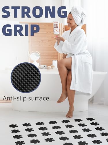 Secopad Bathtub Stickers Non-Slip, 24PCS Safety Shower Treads Adhesive Appliques with Premium Scrape (Black) - color: Black