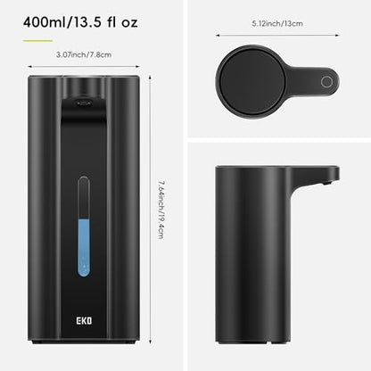 EKO Aroma Pro 13.5 fl oz Touchless Automatic Liquid Soap Dispenser, Rechargeable Hand & Dish Soap Dispenser for Bathroom and Kitchen, Waterproof, Adjustable Volume Control (Matte Black) - color: Matte Black, size: 13.5 oz (Premium Wireless Charging)