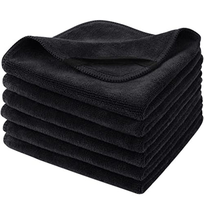 Microfiber Facial Cloths Fast Drying Washcloth 12inch x 12inch Absorbent Face Wash Cloth Soft Makeup Remover Cloths - color: Black-1, size: 1 Count (Pack of 6)