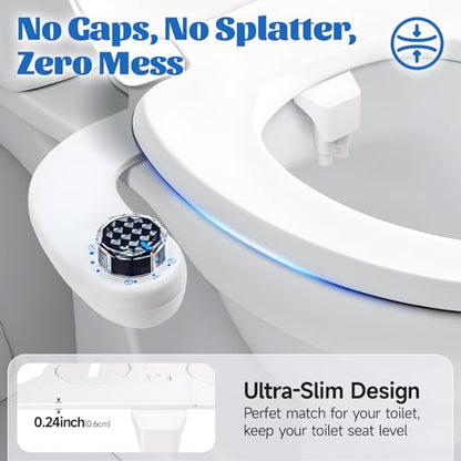 Bidet Attachment for Toilet Seat,Self-Cleaning Sprayer,Dual Nozzle Bidet with Adjustable Cold Water Pressure Control,Frontal & Rear Wash for the Elderly and Pregnant Women.Environmental Friendly Gift.