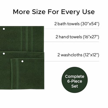 Luxury Hotel & Spa, Turkish Cotton Dark Green Towels Bathroom Sets | 6 Pieces Dark Green Bath Towels Soft and Absorbent Green Towel Set for Your Bathroom - color: Dark Green