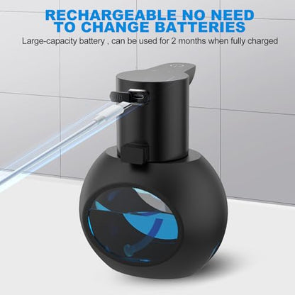 Automatic Foaming Soap Dispenser, 15oz/420ml Smart Hand Soap Dispensers, Touchless Wall Mount with 4-Level Adjustable, Rechargeable Foaming Hand Soap Dispenser for Bathroom Kitchen Office Black - color: Black