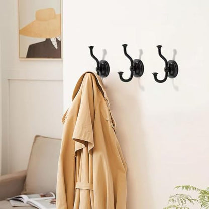 1 Pack 4-1/2 Inch Zinc Alloy Matte Black Towel Hooks | Solid Metal | Wall Mount | Robe Hooks | Coat Hooks | For Bathroom, Shower, Bedroom, Entryway | Bathroom Hardware Accessories - color: Black