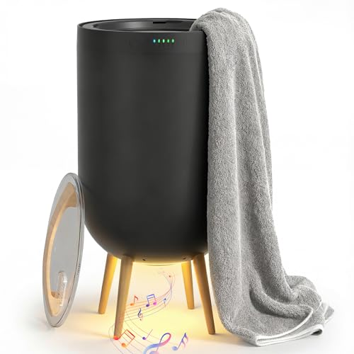 Towel Warmer Black Bath Towel Warmers for Bathroom – Adjustable Timer, Ambient Light, Relaxation Mode, Auto Shut Off & Safety Lock – Fits Two 40"x70" Towels, Bathrobes, Blankets