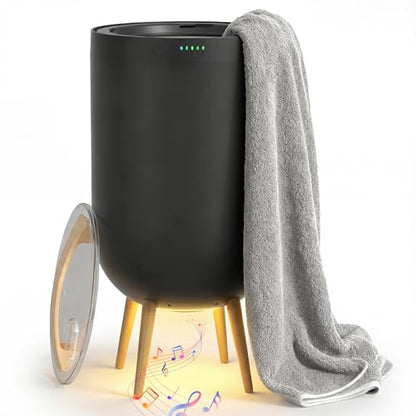 Towel Warmer Black Bath Towel Warmers for Bathroom – Adjustable Timer, Ambient Light, Relaxation Mode, Auto Shut Off & Safety Lock – Fits Two 40"x70" Towels, Bathrobes, Blankets
