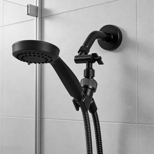 Metal Shower Head Elbow Adapter, Adjustable Shower Head Extension Adapter Shower Arm Extension Connector Showerhead, Wall Mounted (sub-black) - color: sub-black