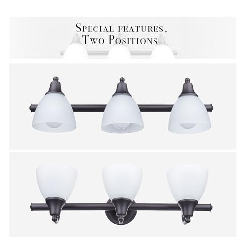Globe Electric 51227 Jayden 5-Piece All-In-One Bathroom Set, Oil Rubbed Bronze, 3-Light Vanity Light with Frosted Glass Shades, Towel Bar, Toilet Paper Holder, Towel Ring, Robe Hook, Bulb Not Included - color: Oil-Rubbed Bronze