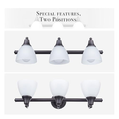 Globe Electric 51227 Jayden 5-Piece All-In-One Bathroom Set, Oil Rubbed Bronze, 3-Light Vanity Light with Frosted Glass Shades, Towel Bar, Toilet Paper Holder, Towel Ring, Robe Hook, Bulb Not Included - color: Oil-Rubbed Bronze