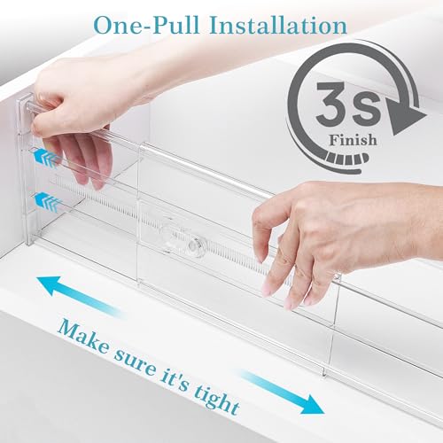 Vtopmart 6" Tall Upgrade Drawer Dividers, 12.8"-22.3" Expandable, 8 Pack | Deep Drawer Organizer, Big Drawer Separator, Clear plastic Adjustable Storage Divider for Dresser, Baby Supplies, Kitchenware - size: Tall-6" without Inserts