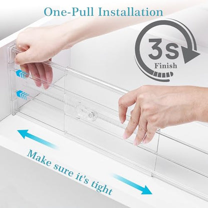 Vtopmart 6" Tall Upgrade Drawer Dividers, 12.8"-22.3" Expandable, 8 Pack | Deep Drawer Organizer, Big Drawer Separator, Clear plastic Adjustable Storage Divider for Dresser, Baby Supplies, Kitchenware - size: Tall-6" without Inserts