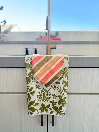 Microfiber Hand Towel and Washcloth Set of 2, Pat and Tricky | Double-Sided Design, Super Absorbent, Lint-Free, Fast Drying, Bathroom, Kitchen, Car & Window Cleaning, Microfiber Cloth Set - color: Pat & Tricky - Green/Cream, size: Hand Towel & Wash Cloth
