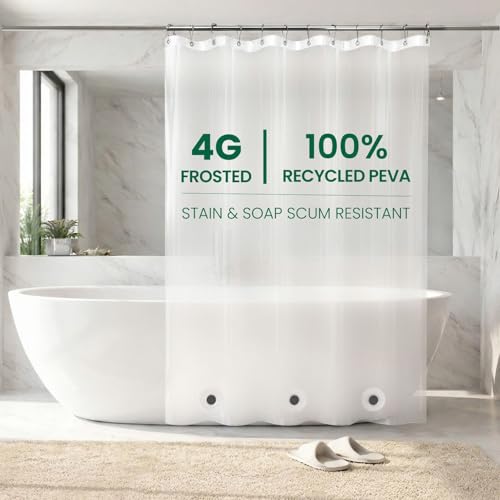 Bowery Home, NOT Made in China, Eco-Friendly Recycled PEVA Shower Curtain Liner – Waterproof, Sustainable, Non-Toxic, Odorless with Rust-Proof Grommets - 72x72in, 4G – Frosted - color: 4g / Frosted