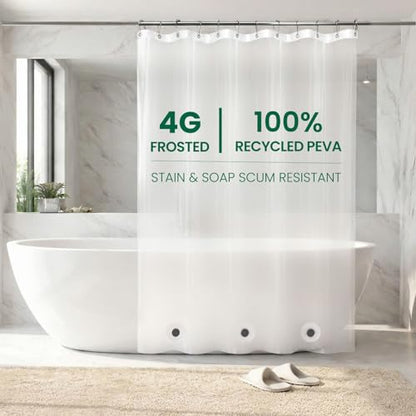 Bowery Home, NOT Made in China, Eco-Friendly Recycled PEVA Shower Curtain Liner – Waterproof, Sustainable, Non-Toxic, Odorless with Rust-Proof Grommets - 72x72in, 4G – Frosted - color: 4g / Frosted