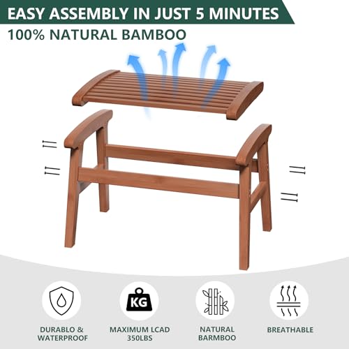 Bamboo Shower Chair for Inside Shower, Non-Slip Bathroom Stool, 350 lbs | Bamboo Strip Design, Comfort Sitting Experience, Sturdy Waterproof Shower Bench, Bathroom Living Room Seat, Coffee Finish - color: Coffee