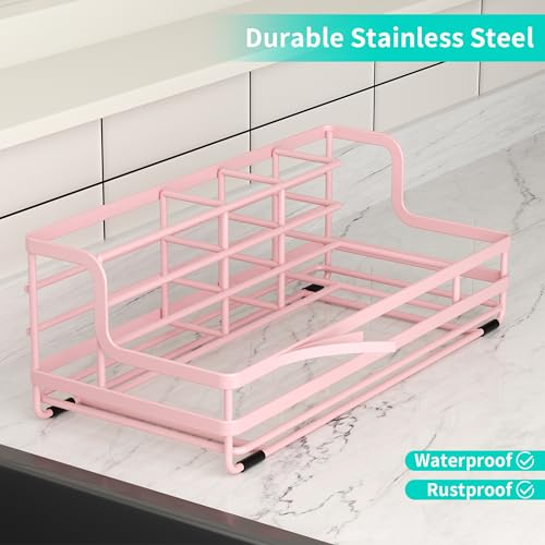 HapiRm Toothbrush Holders for Bathroom - 5 Partitions Bathroom Counter Organizer with Instant Drying Stone, Stainless Steel Countertop Storage Electric Toothbrush Toothpaste Holder - Pink - color: Pink