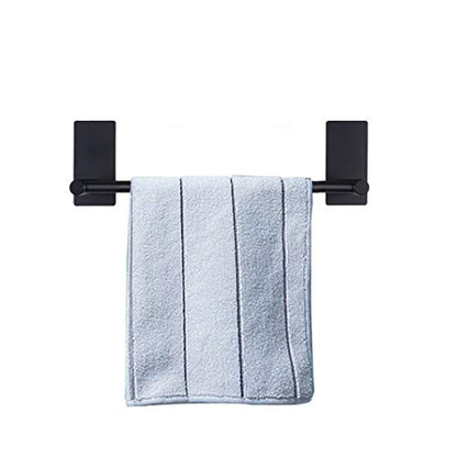 NearMoon Self Adhesive Bathroom Towel Bar- Stainless Steel Bath Wall Shelf Rack Hanging Towel Stick On Sticky Hanger Contemporary Style, NO Drilling (1 Pack, Matte Black, 9-Inch Towel Rack) - color: Matte Black, size: 9-Inch